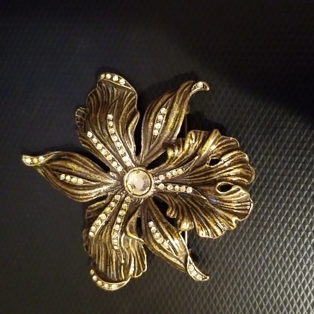 Women's gold toned jeweled broach